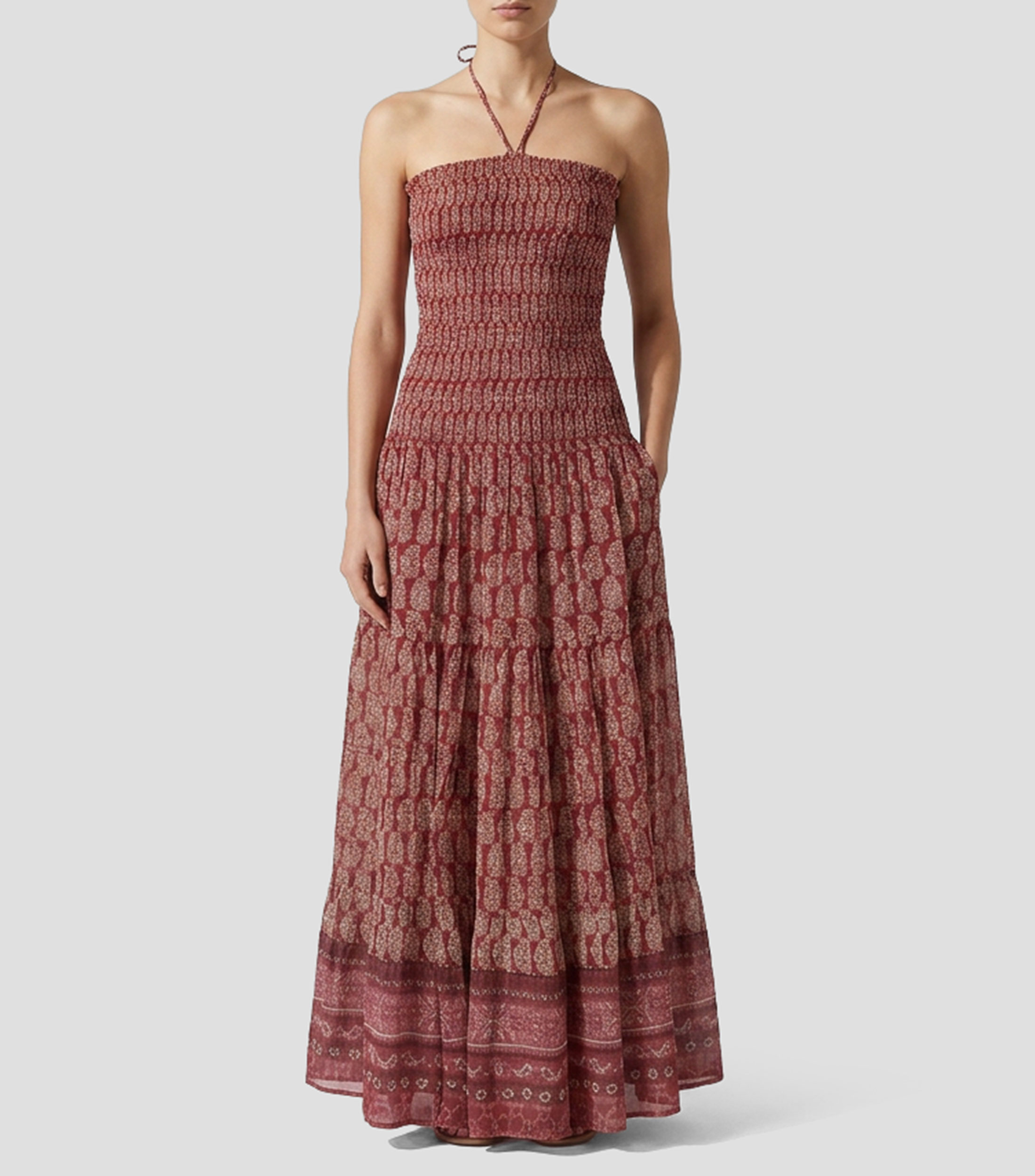 Vestido largo con estampado Mujer